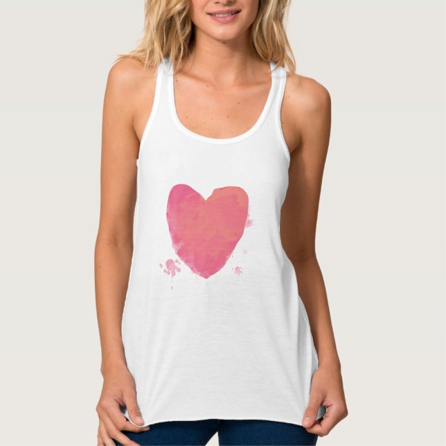 Rosa Cute Heart Linne Med Racerback (Framsida)