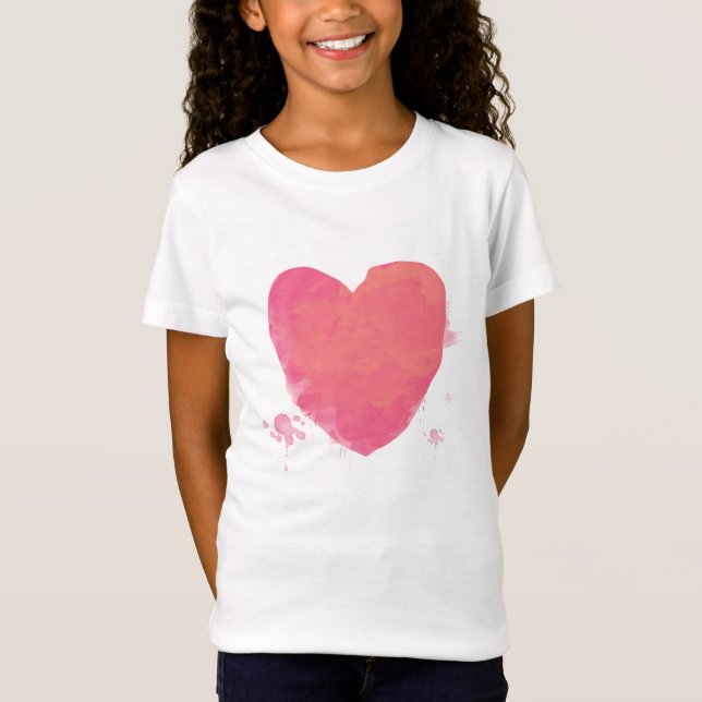 Rosa Cute Heart T Shirt (Framsida)