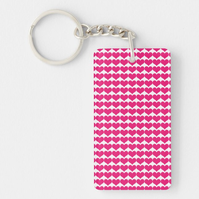 Rosa Cute Hearts Mönster Acrylic Keychain (Framsidan)