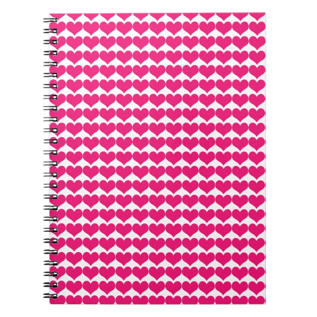 Rosa Cute Hearts Mönster bärbar dator Anteckningsbok Med Spiral (Framsidan)
