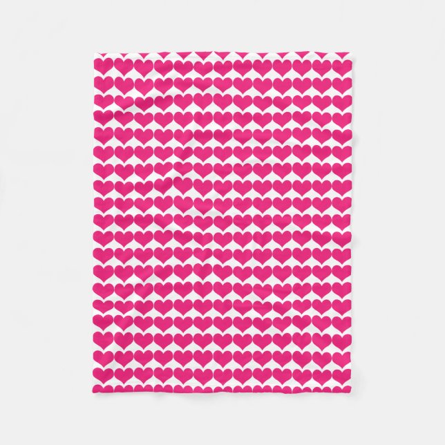 Rosa Cute Hearts Mönster Fleece Blanket (Framsidan)