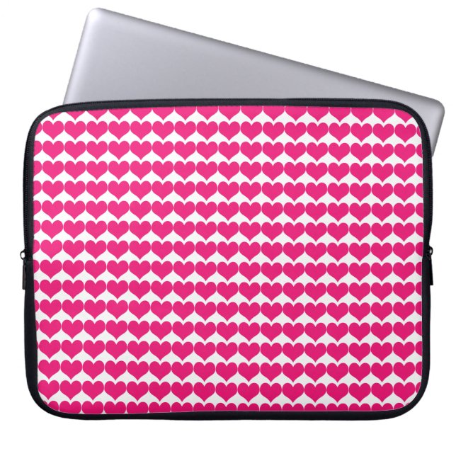 Rosa Cute Hearts Mönster Laptop sleeve (Framsidan)
