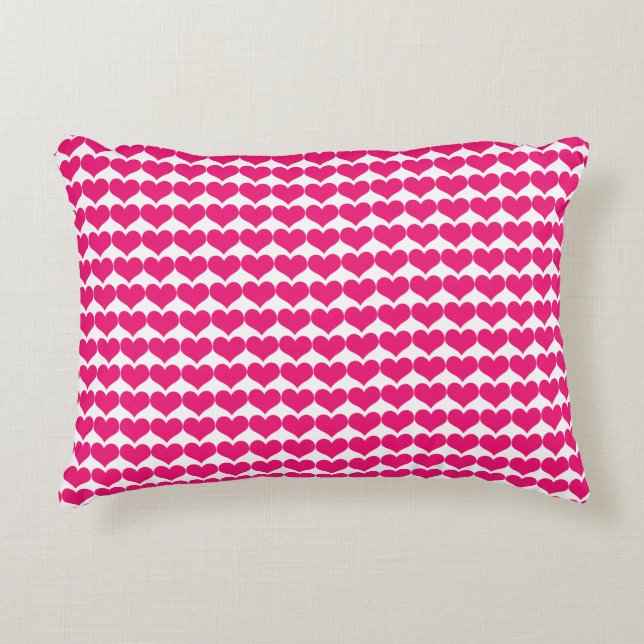 Rosa Cute Hearts Mönster Pillow Prydnadskudde (Framsidan)