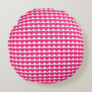 Rosa Cute Hearts Mönster Round Pillow Rund Kudde