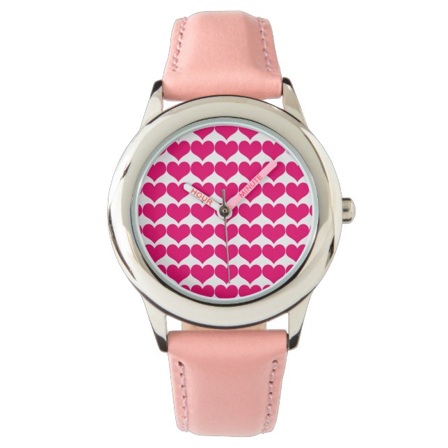 Rosa Cute Hearts Mönster Watch Armbandsur (Framsida)