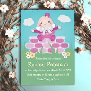 Rosa Cute Humpty Dumpty Baby Shower-inbjudan Inbjudningar