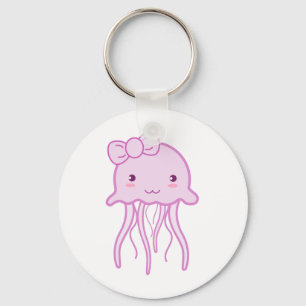 Rosa Cute Jellyfish Nyckelring