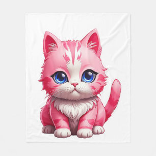 Rosa Cute Kattunge Fleecefilt