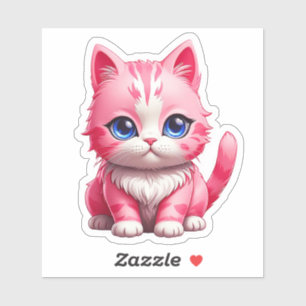 Rosa Cute Kattunge Klistermärken