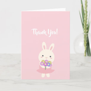 Rosa Cute Kawaii Bunny Rabbit Tack Kort