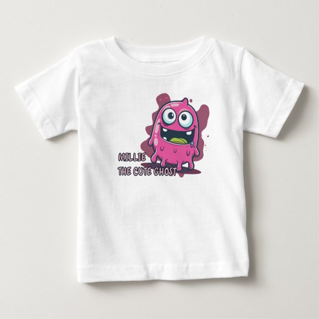 Rosa Cute Kawaii Ghost T Shirt (Framsida)
