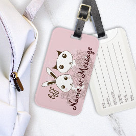 Rosa Cute Kitten Bunny Animal Friends Girls Kids Bagagebricka