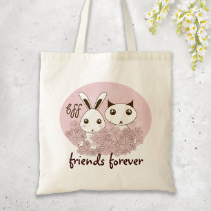 Rosa Cute Kitten Bunny Animal Friends Girls Kids Tygkasse