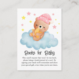 Rosa Cute Little Bear Baby Shower Bokar för Baby Tilläggskort