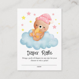 Rosa Cute Little Bear Baby Shower Raffle Tilläggskort