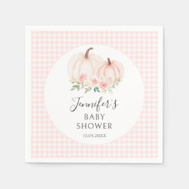 Rosa Cute Little Pumpkin Gingham Flicka Shower Pappersservett