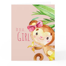 Rosa Cute Monkey Flicka meddelande