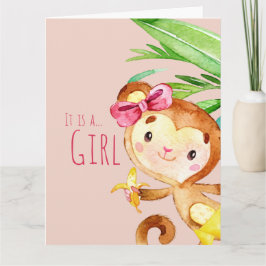Rosa Cute Monkey Flicka meddelande