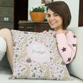 Rosa Cute n' Curvy Shamrocks Baby Namn St Patricks Kudde