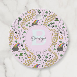 Rosa Cute n' Curvy Shamrocks Girl Namn St Patricks Gåvor Etiketter