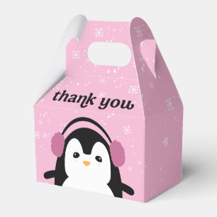 Rosa Cute Penguin Winter Baby Shower Tack Presentaskar