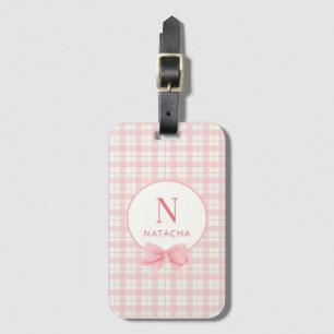 Rosa Cute Play Gingham Bagagebricka