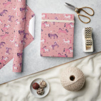 Rosa Cute Pony Wrapping Papper