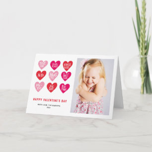 Rosa Cute Quotes on Hearts Valentine Day Photo Helgkort