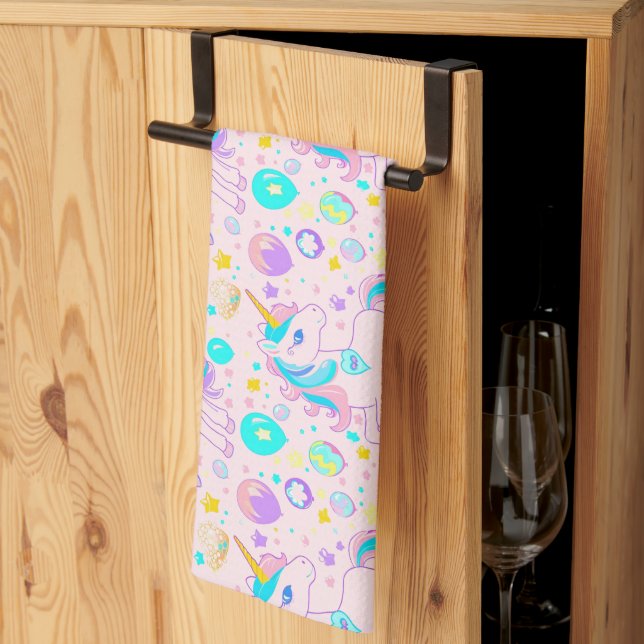 Rosa Cute Rainbow Unicorn-flickor, barn Kökshandduk (Thirds Fold)