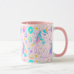 Rosa Cute Rainbow Unicorn-flickor, barn Mugg
