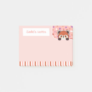 Rosa Cute Red Panda Peekabo Dina anteckningar Post-it Block