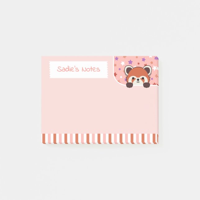  Rosa Cute Red Panda Peekabo Dina anteckningar Post-it Block (Framsida)