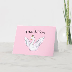 Rosa Cute Simple Sweet Princess Svan Baby Shower Tack Kort