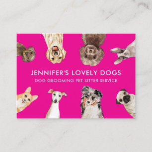 Rosa Cute Small Storlek Hundar Pet Sitter for Visitkort