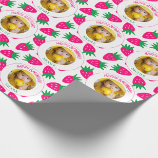 Rosa Cute Strawberry Girl Photo Birthday Presentpapper