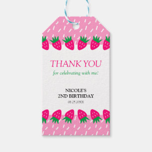 Rosa Cute Strawberry Sweet Birthday Tack Presentetikett