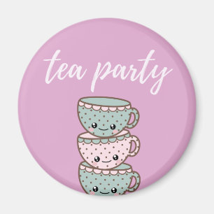 Rosa Cute Tea Party Tekopp Magnet