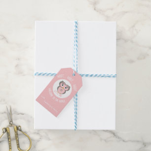 Rosa Cute Uggla Hoot Hoot Välkommen till världen Presentetikett