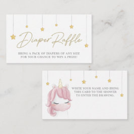 Rosa Cute Unicorn Baby Shower Diaper RaffCard Tilläggskort