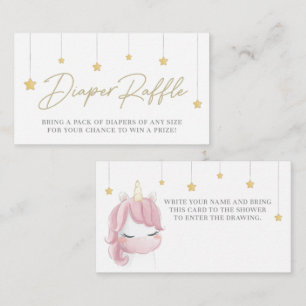Rosa Cute Unicorn Baby Shower Diaper RaffCard Tilläggskort