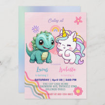 Rosa Cute Unicorn dinosaurs regnbåge Födelsedagsfe