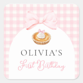 Rosa Cutie Paj första födelsedag Fyrkantigt Klistermärke