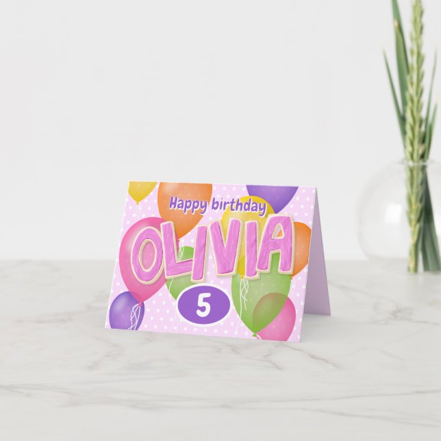 rosa cutout brev cookies Olivia födelsedagspenl Kort (Framsida)