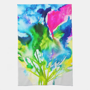 Rosa Cyclamen-blommans abstrakt, vattenfärg Kökshandduk