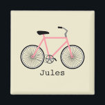Rosa Cycle Magnet<br><div class="desc">En magnet med en illustration av en rosa-cykel för melon. Anpassa med ditt namn under cykel.</div>