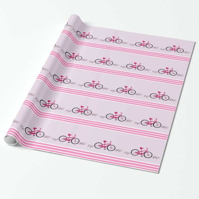 Rosa cykel med rosa band presentpapper (Utrullad)
