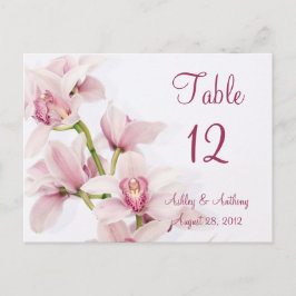 Rosa Cymbidium Orchid Blommigt Bröllop Bord Vykort