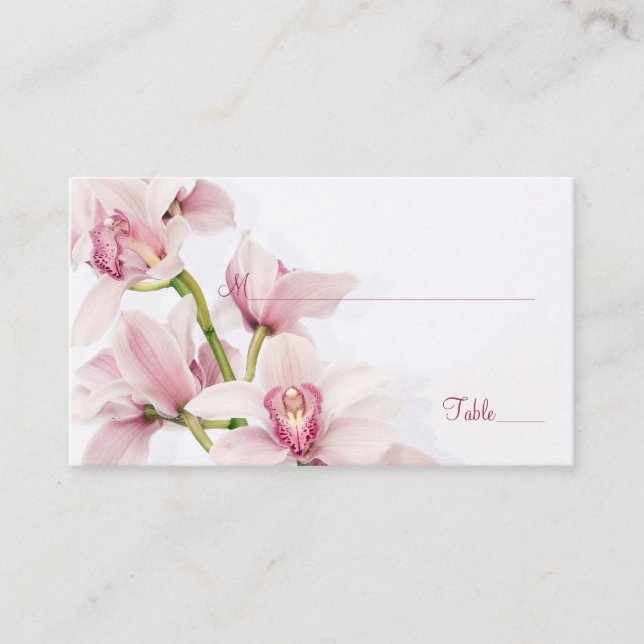 Rosa Cymbidium Orchid Blommigt Bröllop Place Cards Placeringskort (Framsida)