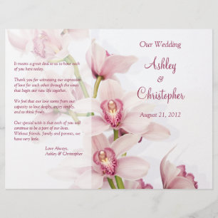 Rosa Cymbidium Orchid Blommigt Bröllopsprogram