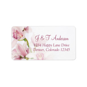 Rosa Cymbidium Orchid Bröllop Adressetiketter